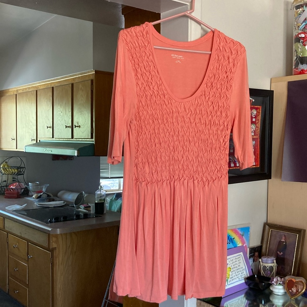 Tunic length with beautiful tufted long bodice,3/4 sleeve, scoop neckline